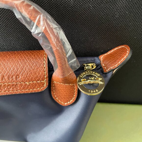 NWT Minie Longchamp Le Pliage Original Dark Blue Pouch Navy Canvas Crossbody Bag - Picture 5 of 6